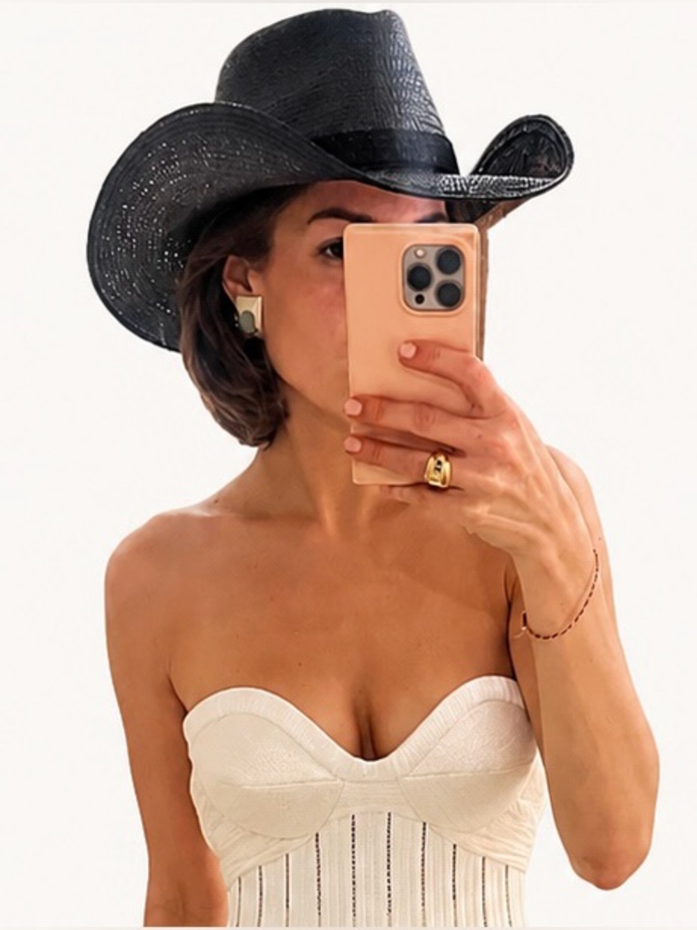 Women’s Black Straw Cowboy Hat with Decorative Band